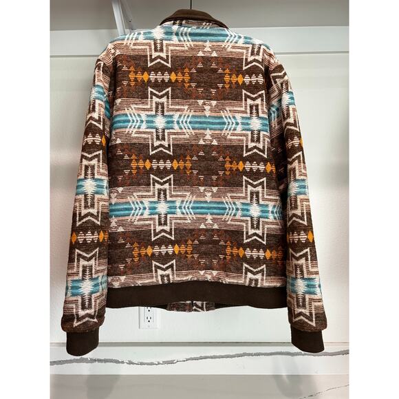 ROCK&ROLL Cotton Aztec Bomber Coat Men's Size Large Chore Coat Western - Picture 6 of 9